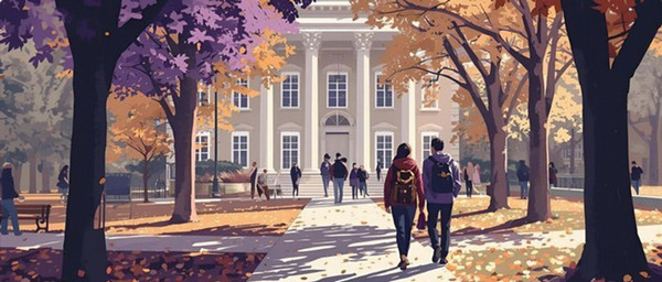 Ai generated pic of campus with people